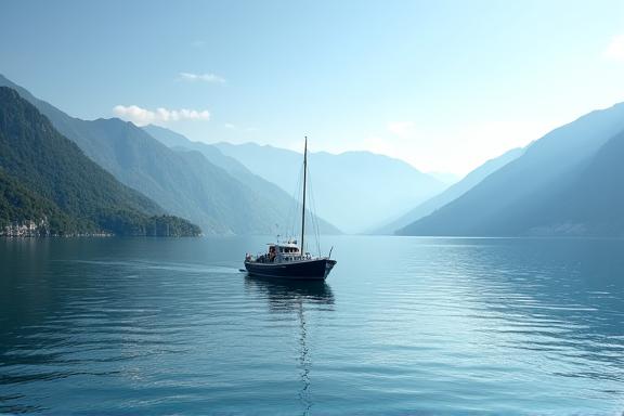 Fischerboot auf dem ruhigen Vierwaldstättersee